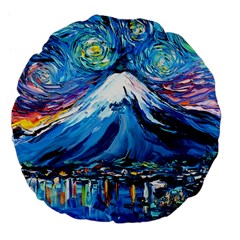 Mount Fuji Art Starry Night Van Gogh Large 18  Premium Flano Round Cushions by Modalart
