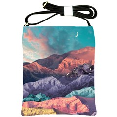 Adventure Psychedelic Mountain Shoulder Sling Bag by Modalart