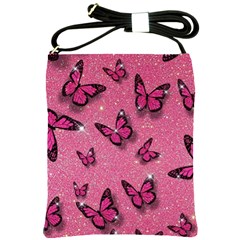 Pink Glitter Butterfly Shoulder Sling Bag by Modalart