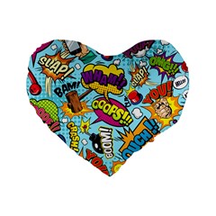 Comic Elements Colorful Seamless Pattern Standard 16  Premium Flano Heart Shape Cushions by Hannah976