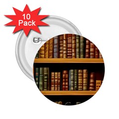 Room Interior Library Books Bookshelves Reading Literature Study Fiction Old Manor Book Nook Reading 2 25  Buttons (10 Pack)  by Grandong